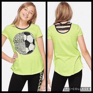 NWT Justice Soccer Strappy Back Ringer Tee